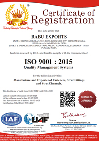 Babu Exports Ludhiana ISO Certificate